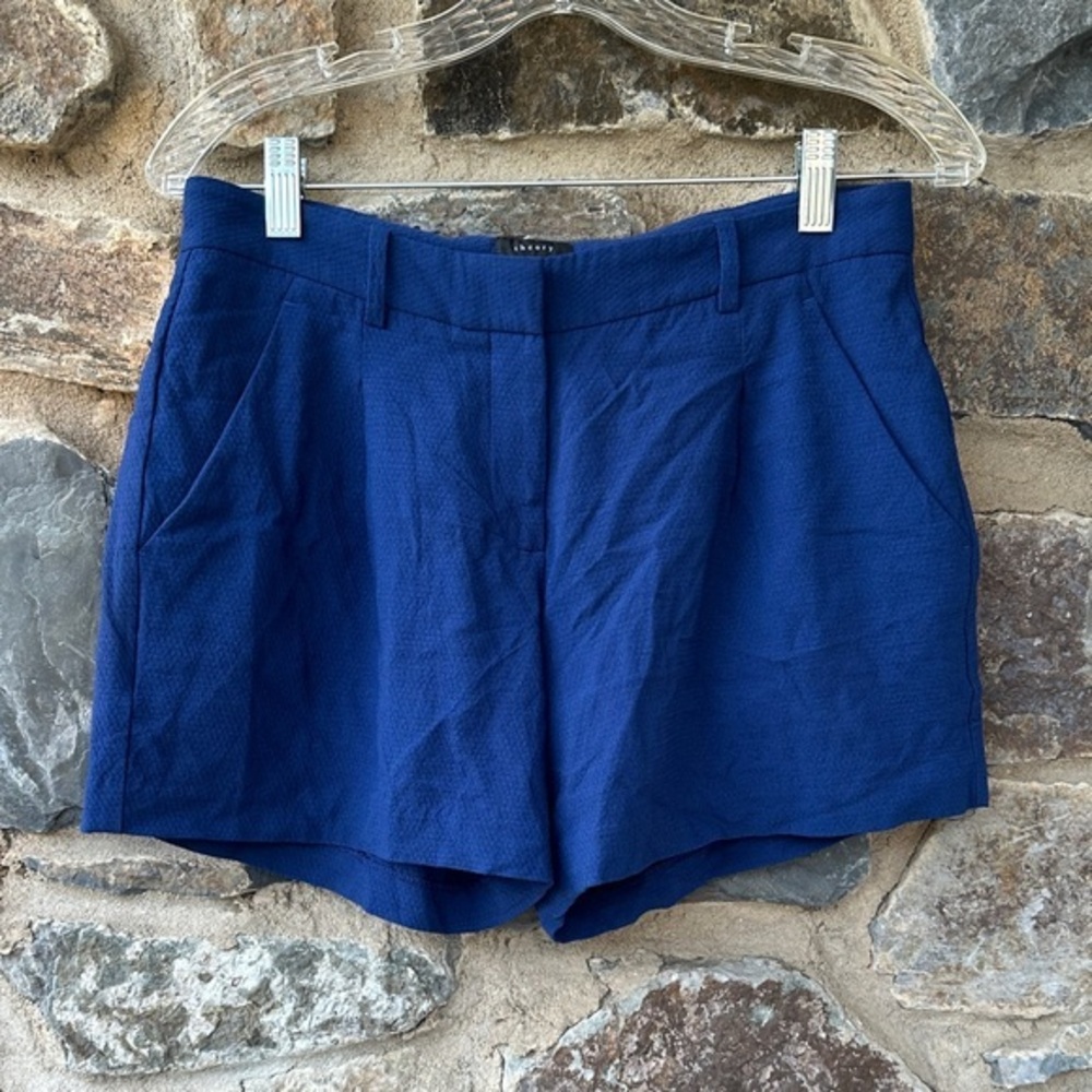 Theory Korka Royal Blue Wool Blend Tailored Shorts Size 4
